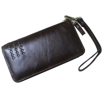 

Men's wear-resistant handbag business soft leather large-capacity handbag woven wallet wallet