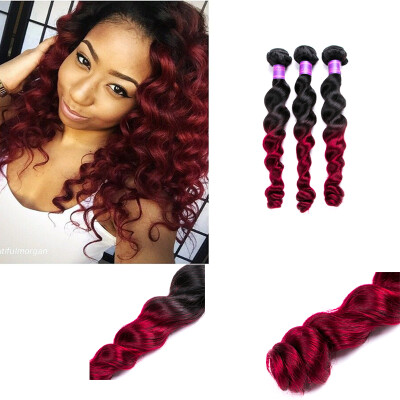 

Ombre Malaysian virgin human hair ombre loose wave 3 bundles 100g per bundle