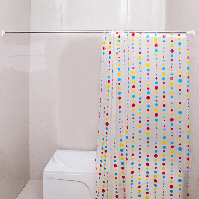 

Bao Youni shower curtain rod shower curtain set free punching multi-purpose telescopic rod stainless steel bath rod 1495cm-241cm send shower curtain DQ-0250-1