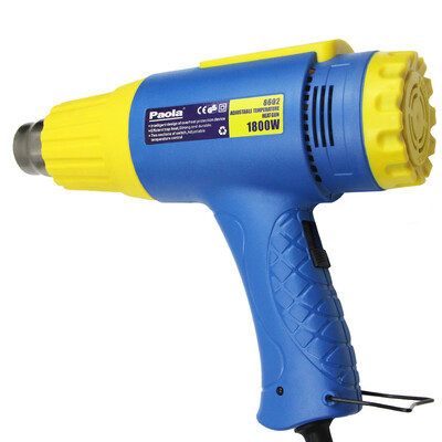 

Paola high power 1800W hot air gun stepless temperature control with light industrial electric hair dryer car foil shrink baking