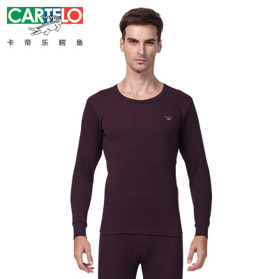 

CARTELO mens cotton fashion casual thin thermal underwear set with round collar