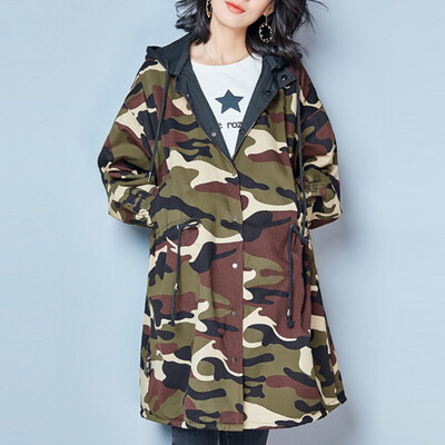 

City plus CITYPLUS 2017 winter new style women&39s clothing wild two-sided wear long-sleeved jacket in the long section hooded camouflage windbreaker CWWT179567 camouflage L