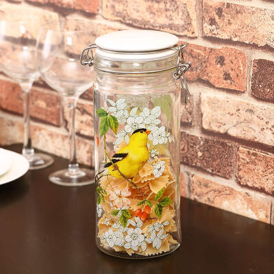 

A Ting Printed Glass Storage Container with Sealed Lid 47oz