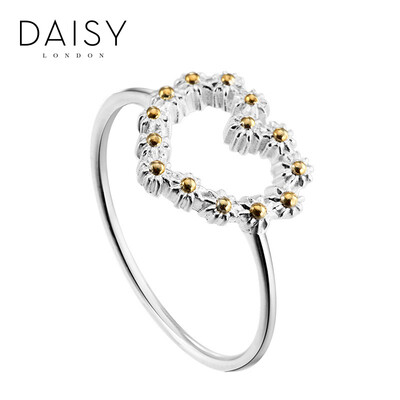

DAISY LONDON UK 11мм мини вручную маргаритки Сердце серебряное кольцо 925 L код