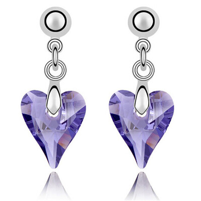 

Heart Earring For Women Silver Color Drop Earrings Austrian Crystal Gift Bride Wedding Jewelry 4852