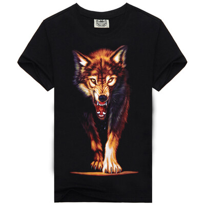 

Mens Black 3D Graphics Printed Rock Animal Pattern Short Sleeve T-Shirt Top Tee Shirt M-XXXLNight Wolf