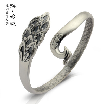 

Luo Linglong s925 sterling silver peacock bracelet simple personality temperament retro birthday Valentines Day gift original