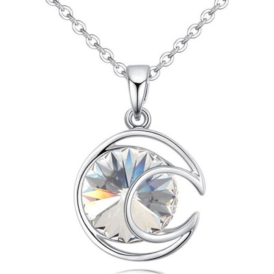 

Moon Pendant Necklace For Women Fashion Jewelry Austrian Crystal White Gold Color Necklace Friendship Party Gift .26490