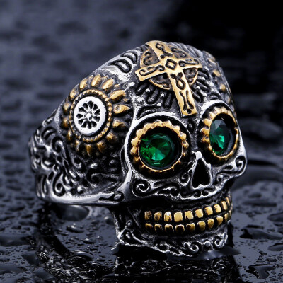 

Men's Gothic Carving Ring Man Stainless Steel High Quality Detail Biker Skull Jewelry For Boy The Lord Of Ring