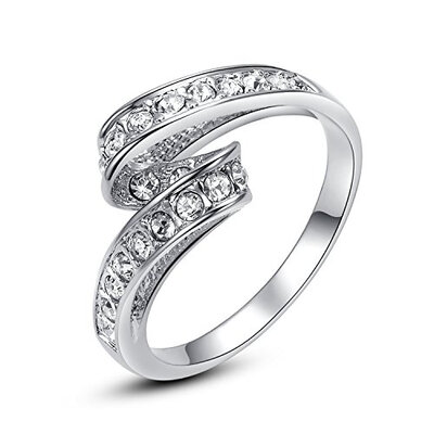 

Yoursfs Hali Minimalist Ring For Women Twist CZ Eternity Engagement 18K White GP Fashion Jewelry