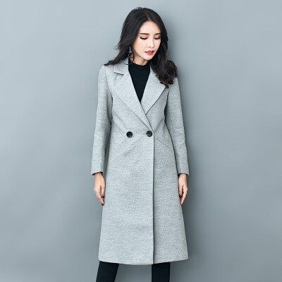 

2017 autumn and winter women's new temperament was thin body coat woolen jacket