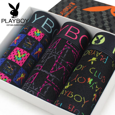 

Playboy PLAYBOY Men&39s underwear Male flat angle underwear Bamboo fiber Patching nylon printing mesh Mingganggang pants 3 installed XXXL 185110