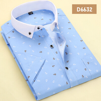 

Casual Men Shirt Fashion Short Sleeve Printing Summer Slim Floral