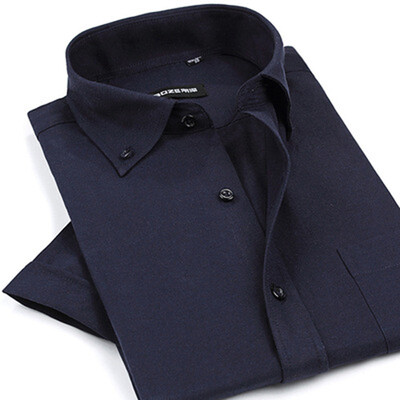 

Business Gentleman Casual Men Short Sleeve Shirt Summer Silm Fit Aolid Color
