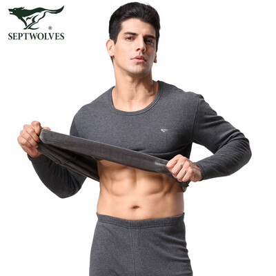 

Seven wolves thermal underwear mens warm suit plus velvet thick autumn clothing long pants mens winter underwear 98121 black