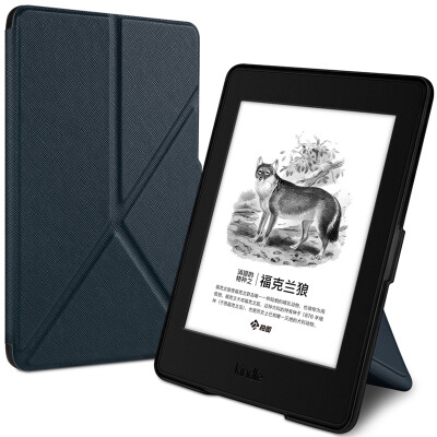 

Pottery fit Kindle 958 version of the protective cover / shell Kindle Paperwhite 1/2 generation of electronic paper books Sleeping leather cover Folding bracket series Blue