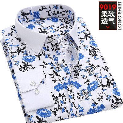 

Men Casual Long Sleeve Shirt Spring Printing Fashion Silm Fit