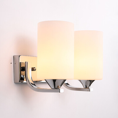 

BOKT Modern Minimalist 2-light Wall Sconces Chrome Lodge Iron Rustic White Glass Cage Wall Lamp Simple Bathroom Mirror Front Lamp