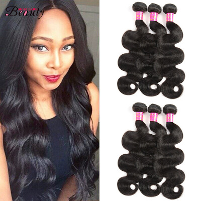

Brazilian Virgin Human Hair Extensions Body Wave Hair Weave 3 Bundles Full Head Set Unprocessed Hair Weave Natural Color