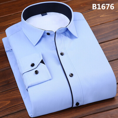 

Business Gentleman Men Long Sleeve Solid Color Shirt Winter Silm Fit Keep Warm Thicker