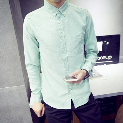 

Men Casual Long Sleeve Shirt Spring Autumn Youth Popular Silm Fit Oxford Textile