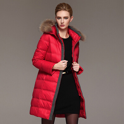 

Culverne Marc Rebecca raccoon fur collar collar hooded jacket long down jacket female 46458G possession of blue