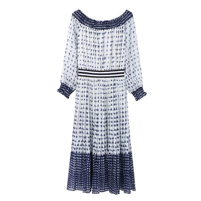 

2017 fashion new autumn women's wear new style of the new south Korean leisure long-sleeved chiffon dress with a long skirt