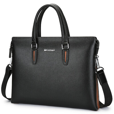 

Scarecrow MEXICAN Mens Crossbody Mens Tote Soft Leather Business Diagonal Briefcase Laptop Messenger Bag 50270 Black