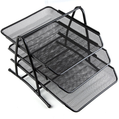 

Comix B2163 Metal Mesh Three-layer File Tray / File Basket / File Box Black Office Stationery