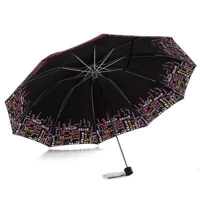 

Jingdong Supermarket Paradise umbrella sunscreen value UPF50 Yushu Linfeng satin Vinyl three fold sunny umbrella 31012E sauce red