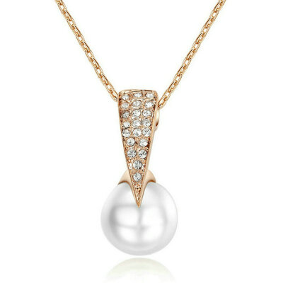 

Yoursfs® 18K Rose Gold Plated Pearl Tie Pendant Necklace Use Austrian Crystal Statement Jewelry