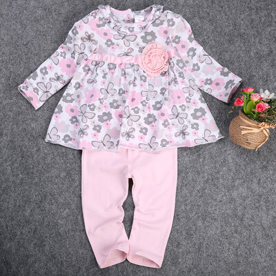 

New Cotton Kids Baby Girl Flower T-shirt + Legging Pant 2Pcs Outfits Clothes Set