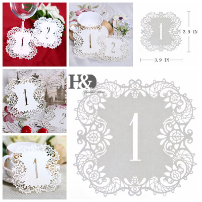 

10pcs/set Ivory Hollow Lace Table Number Table Cards from 1 to 10 Rustic Wedding Centerpieces Decor Vintage Wedding Decoration