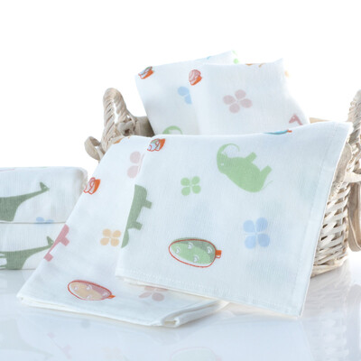

Matt towel home textiles cotton gauze printed children towel towel animal four clover handkerchief 4 set brown green 2 40g article 26 48cm