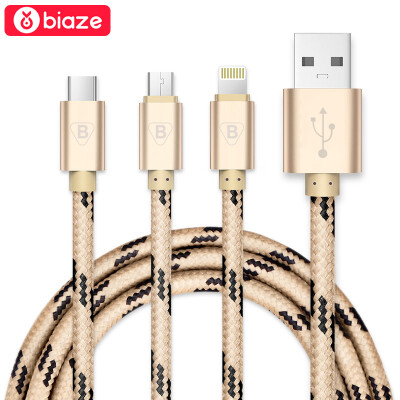 

Biyaz car phone charging cable K6 data line Apple Android type-c three-in-one data cable one tow three power cord champagne go