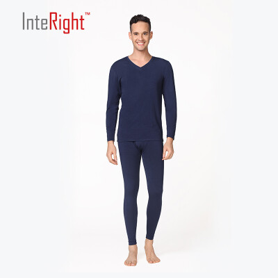 

INTERIGHT Qiu Qiu Qiu pants male Modal cotton V-neck thermal underwear basic set deep horse gray