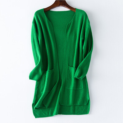 

2017 new women in the long paragraph cashmere cardigan sweater sweater ladies round neck solid color sweater