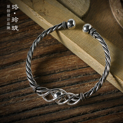 

Luo Linglong s925 Thai silver bracelet about personality temperament retro gift couple bracelet hand original