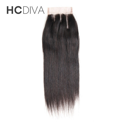 

HCDIVA 44 Virgin Peruvian Hair Straight Lace Closure 100 Unprocessed Virgin Human Hair FreeMiddleThree Part Lace Closures