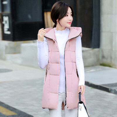 

Autumn and winter cotton vest female jacket Korean version of the Slim in the long section of thick feather cotton waistcoat hoode