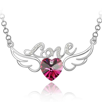 

Austrian Crystal Rhinestones Heart Love Pendants Necklaces For Women Gift Jewelry 60CM Long Chain 3401