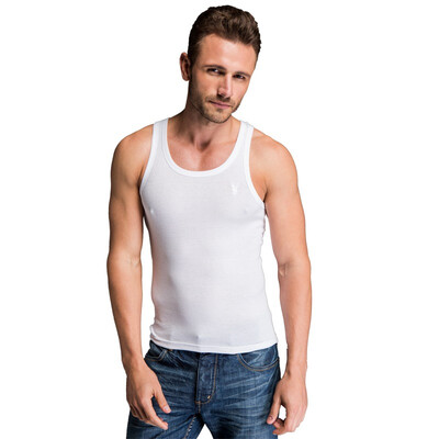 

Playboy Vest Men Cotton Slim Leisure Sports Bottom Tulips White