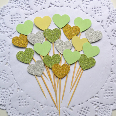 

Happy Birthday Party 10 pcs Heart New Cake Topper Supplies Baby Shower Decorations Wedding Party Gold