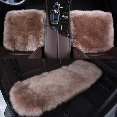 

Antarctic nanjiren wool cushion in the long hair cushion winter car seat car home dual-use three-piece light coffee color