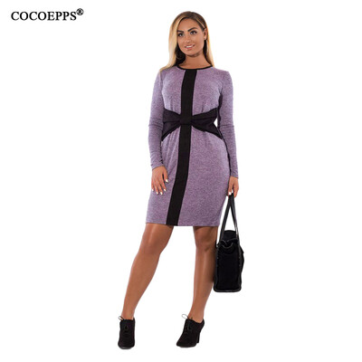 

COCOEPPS Large Size women Patchwork New Dresses 2017 Autumn Plus Size women Clothing Long Sleeve Winter Dress Elegant vestidos