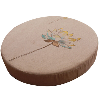 

Nobildonna Lotus Pattern Linen Embroidery Round 55*55*10cm Chinese Style Memory Foam Floor Cushions Meditation Cushion Tatami