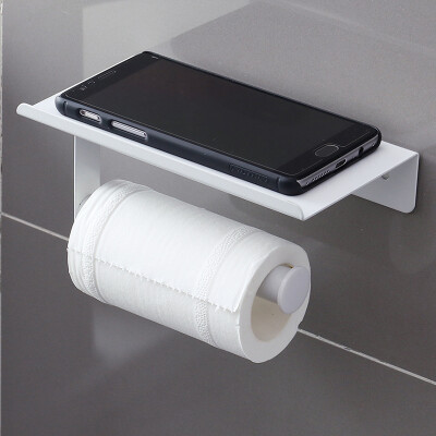 

ORZ Toilet Paper Holder With Mobile Phone Storage Shelf Rack Wall Mount Bathroom Tissue Holder Bathroom Storage Organizer Rack