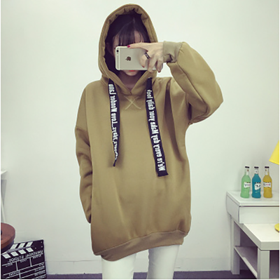 

2017 Women's large size loose sweater women hedge hooded students thick long coat