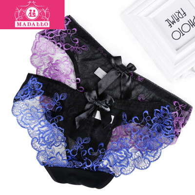 

Madallo(2 packs) ladies underwear female cotton sole sexy lace women's triangle underwear