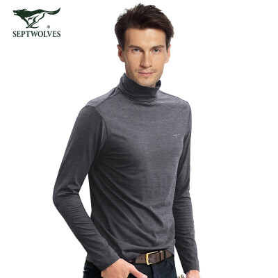 

Seven wolves autumn clothing mens cotton high collar fashion Korean mens autumn&winter thermal underwear youth repair shirt single piece 98974 dark gray